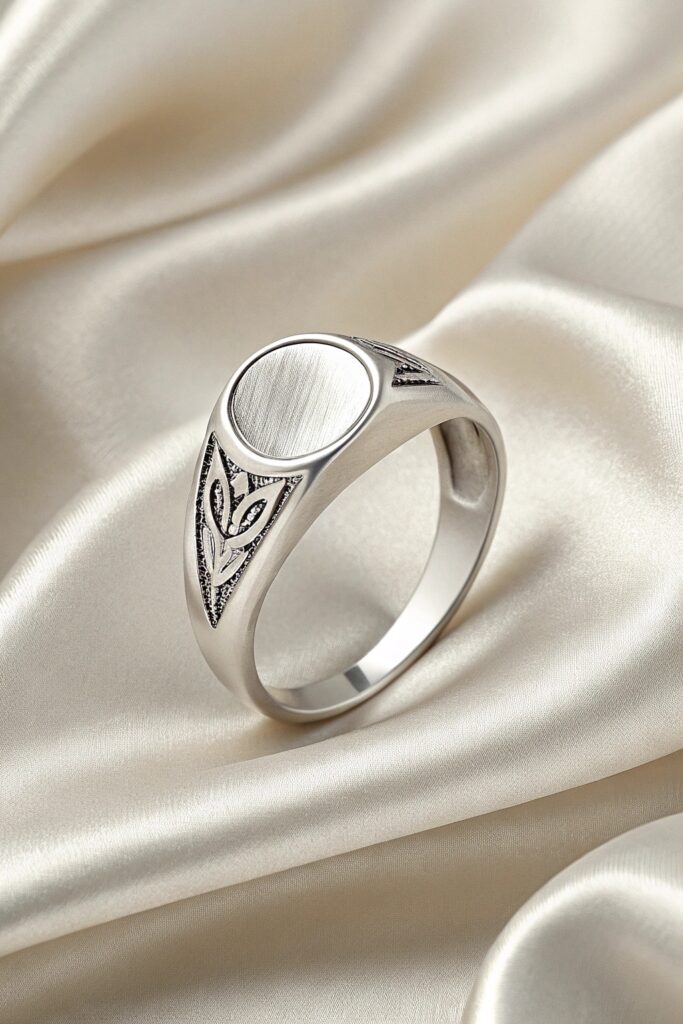 Round Signet Ring with Minimal Monogram