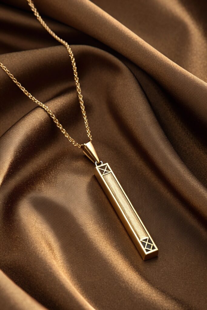 Bar Pendant Necklace with Brushed Gold Finish