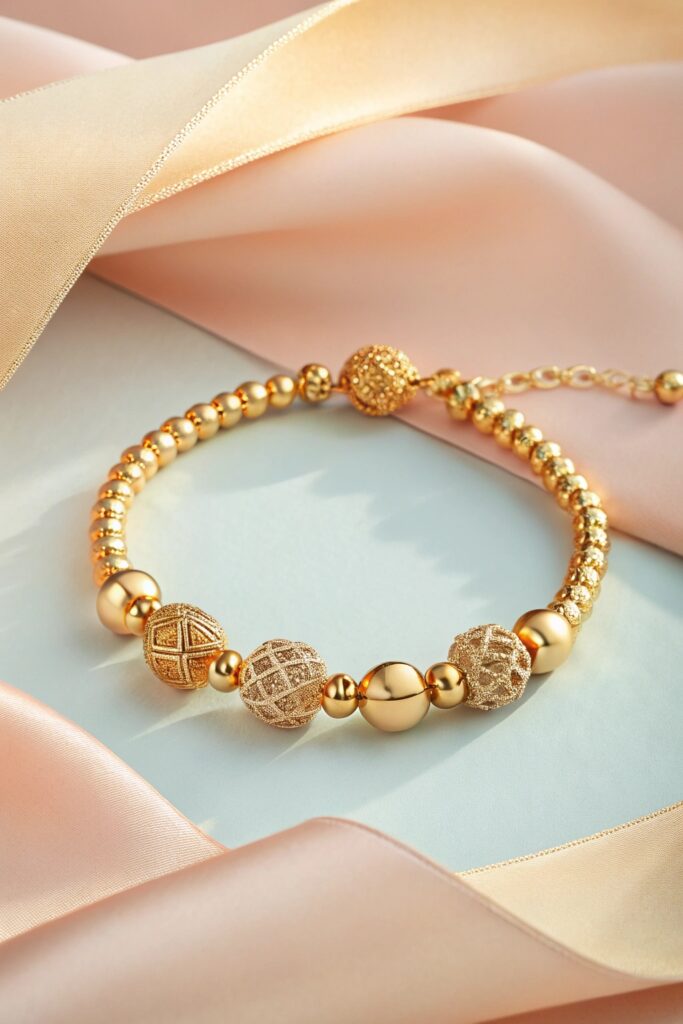 Beaded Station Gold Bracelet