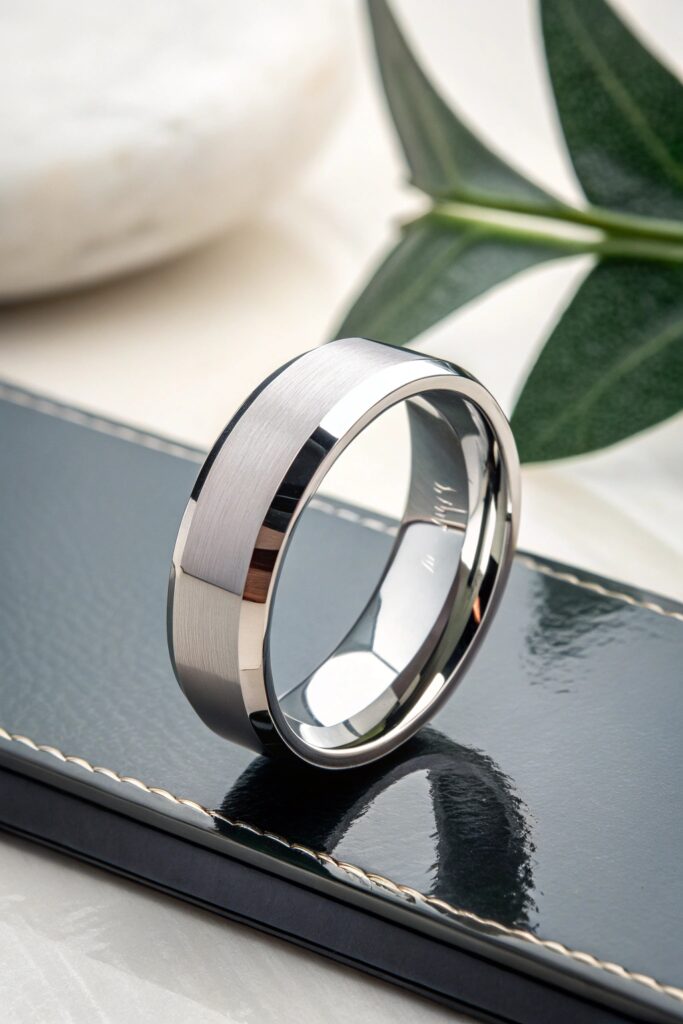 Beveled Edge Tungsten Wedding Ring