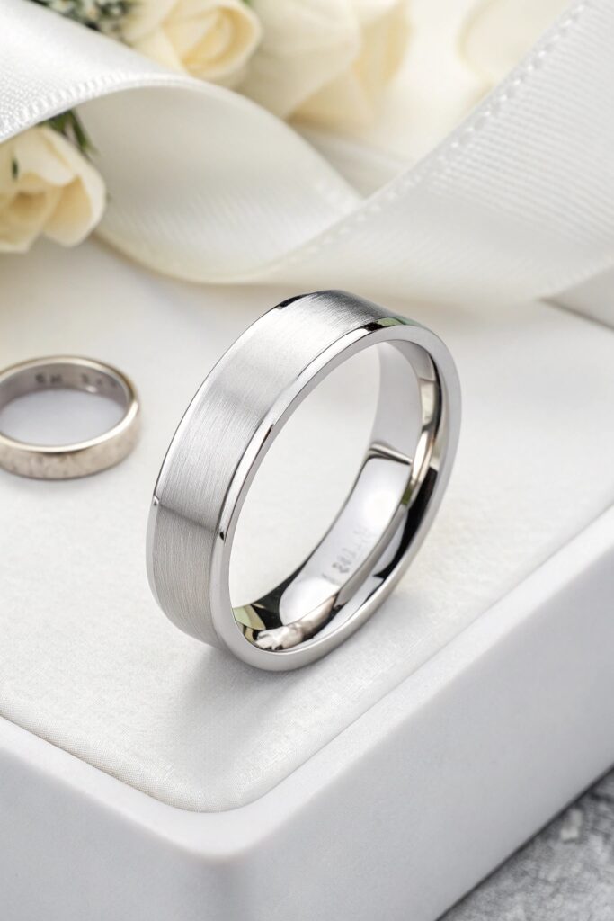 Flat-Edge Platinum Wedding Ring