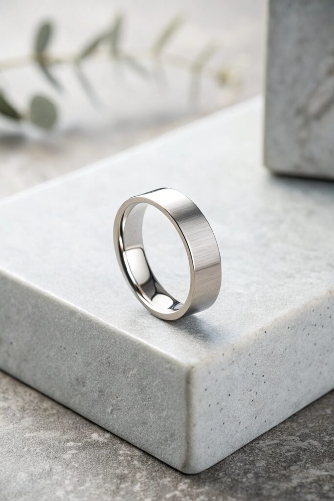 Square Band Silver Wedding Ring