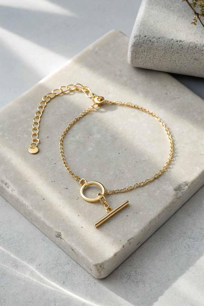 Bar and Loop Gold Bracelet