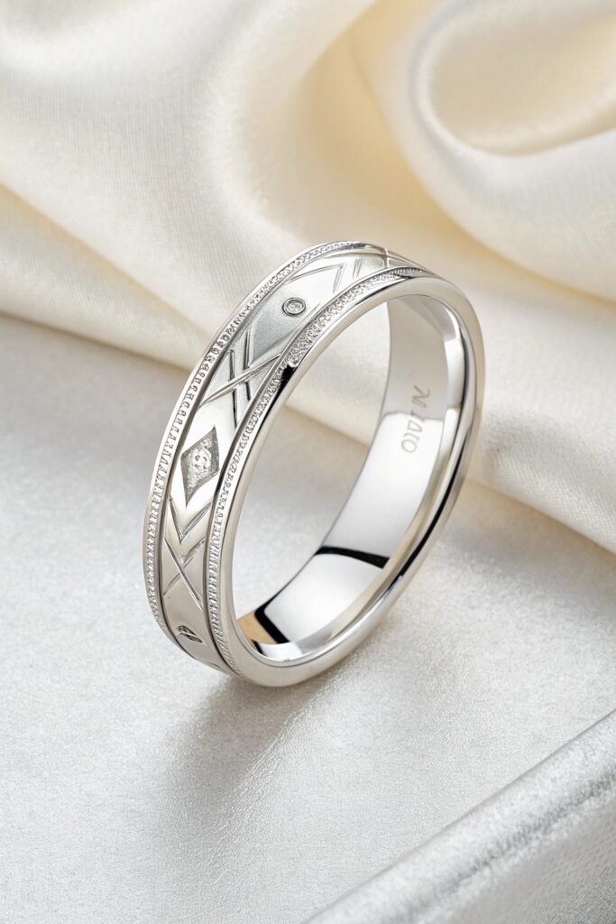 Minimalist Engraved Line Wedding Ring