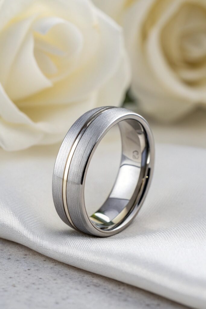 Offset Groove Wedding Ring