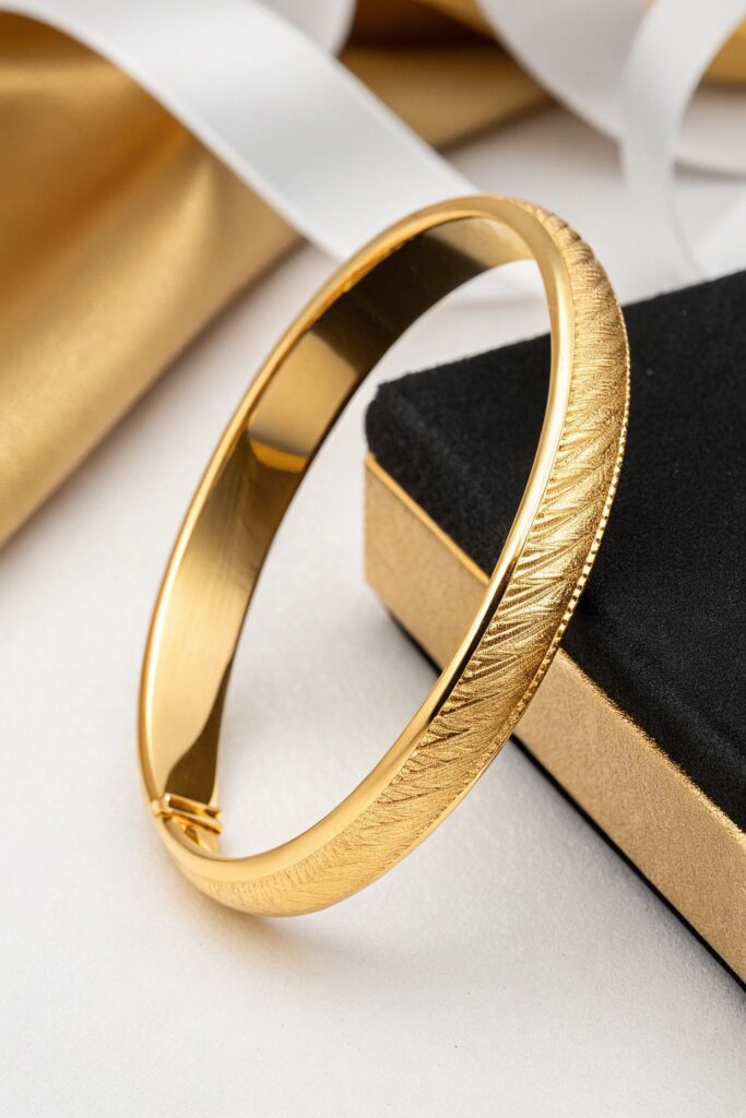 Satin Finish Bangle Gold Bracelet