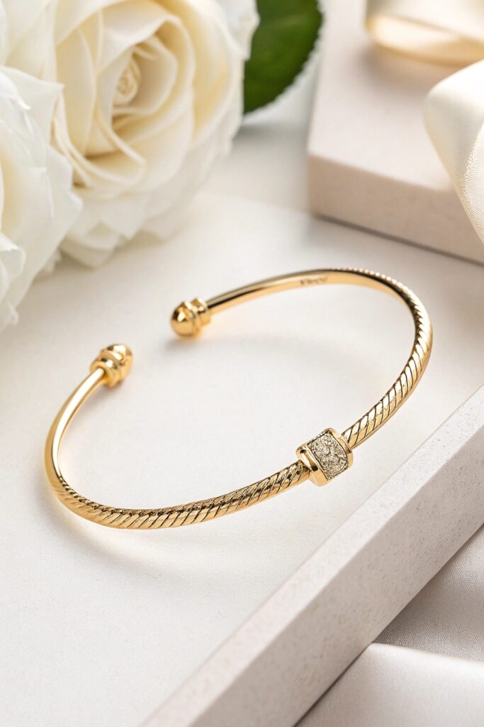 Slim Cuff Gold Bracelet with Open Ends