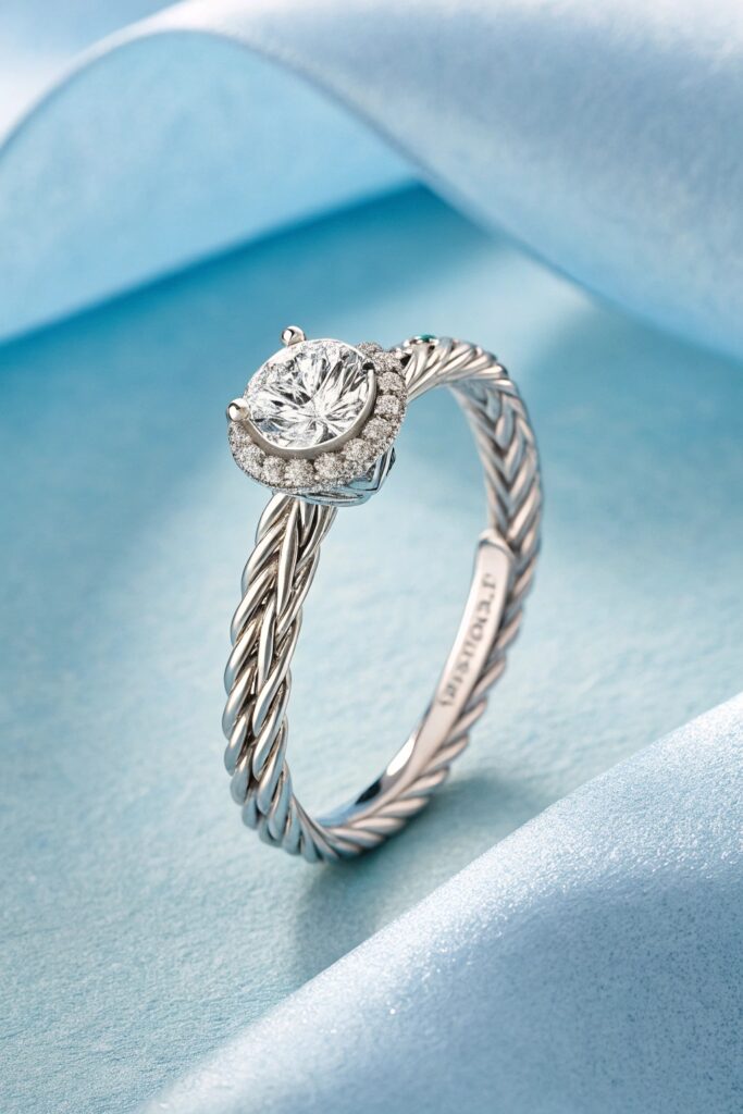 Twisted Wire Ring in White Gold